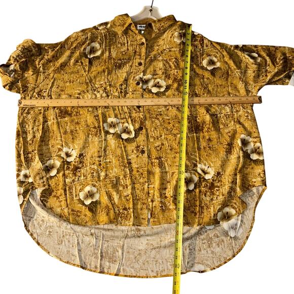 New! We be bop Hibiscus tripe Brown plus size floral tunic top boho y2k 4X - Picture 11 of 11